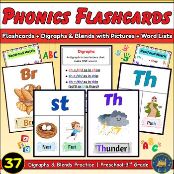 Start & Ending Sounds Flashcards | Digraphs and Blends with Pictures &Word Lists
