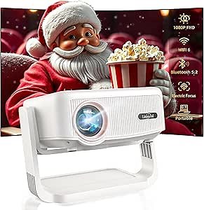 [360° Adjustable Stand] Mini Projector with WiFi and Bluetooth - Lisowod Native 1080P Portable Outdoor Movie Projector for Home Bedroom, Electric Focus & Auto Keystone, Proyector for Phone/Laptop/HDMI