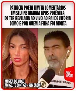 447K views · 1.3K reactions | CASO VITÓRIA • Patrícia Poeta limita comentários em seu Instagram, após polêmica por ter revelado ao vivo no Encontro (TV Globo) como a jovem Vitória foi morta e por quem ao seu pai. O senhor ficou visivelmente constrangido e segundo a imprensa ele não sabia dos detalhes da morte da filha. #patriciapoeta #encontro #CasoVitoria #cajamar #cajamarsp | PlocSocial | Facebook