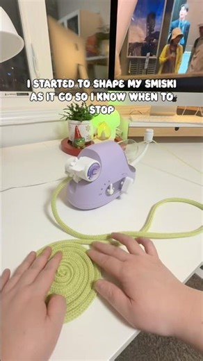 Making a Smiski Coaster with an i-cord knitting machine ✨🫰 #knittig #crochet