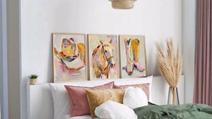 3Pcs Cowgirl Wall Art Colorful Western Horse Wall Decor Pictures Cowboy Hat and Boots Canvas Prints Modern Farmhouse Decor Abstract Oil Painting for Living Room Girls Bedroom 12x16in Unframed