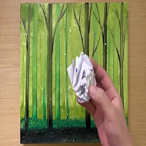 Painting Olive Green Forest / Acrylic Painting Technique / Drawing a Rabbit | Art Skills
