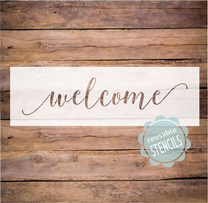 Farmhouse Welcome Stencil, Welcome Stencil, Mylar Reusable Stencil, Farmhouse Stencil, Welcome Sign Stencil, Stencil for Painting - Etsy