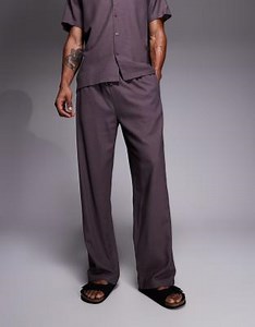 South Beach linen mix pants in faded brown | ASOS