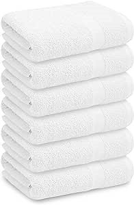 Bath Towel Set White Pack of 6 Cotton Terry Towels for Bathroom 22x44 Soft Ring Spun Spa Hotel Gym Shower Bathroom Towels