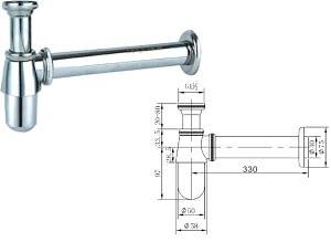 [Hot Item] Bathroom Brass Chrome Plated Wash Basin Waste P Bottle Trap