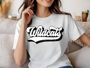 Wildkatzen Retro Script Logo SVG PNG Ai PDF | Vintage Distressed Sports Team Spirit Schriftart - Etsy.de