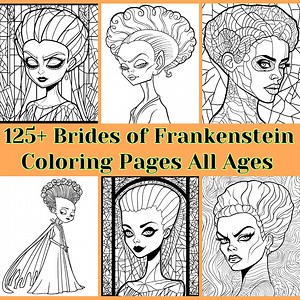 Bride of Frankenstein Coloring Pages - 125+ Mosaic & Stained Glass (digital Download) - Etsy Canada