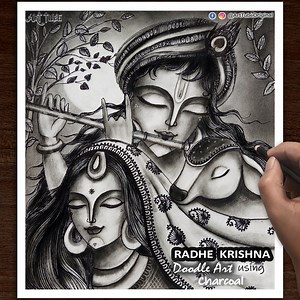 Radhe Krishna charcoal drawing - Maa Radha Lord Krishna doodle art #radhakrishna #radhekrishna #radheshyam #lordkrishna #lordkrishnadrawing #kanha #laddugopal #krishna #krishnalove #doodle #doodleart #doodlelove #charcoal #charcoalart #charcoaldrawing #drawing | ART Tube
