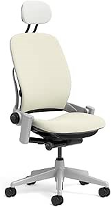 Steelcase Leap Task Chair: Platinum Base - Armless - Headrest - Hard Floor Casters