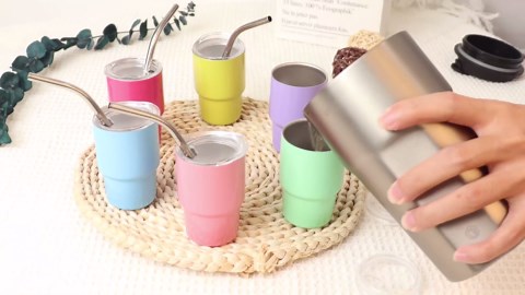 3 Pack Mini Tumbler with Colored Sleeves, 3oz Mini Tumbler Shot Glass with Straw, Lid and Acrylic Chains, Small Stainless Steel Insulated Sublimation Shot Glasses for Bachelorette Party Hot & Cold