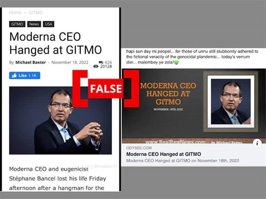 Fake News Alert! Moderna CEO Not Executed At Guantanamo Bay. Widely Shared Story Is Fabricated