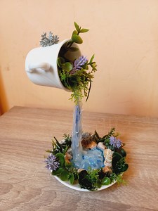 Floating Teacup Waterfall: Forest Desk Decoration - Etsy