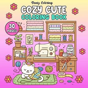 Cozy Cute Cat Coloring Book for Kids and Adults - Fun Relaxing Kawaii Style