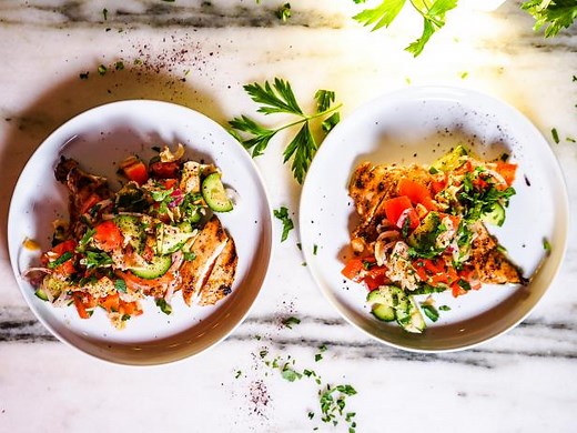 Lemony Sumac Grilled Chicken Breasts with Fattoush