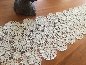 Vintage Crochet Lace Table Runner - Etsy Australia