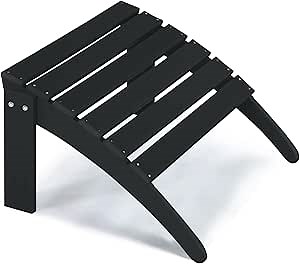 Adirondack Footrest - Outdoor Weather Resistant Adirondack Footrest, Ottoman, Chair Companion, Folding Footstool for Patio, Pool, Garden, Backyard & Lawn (Black)