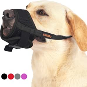 Dog Muzzle, Soft Muzzles for Small Medium Large Dogs, Puppy Dog Mouth Cover Guard to Prevent Biting Barking and Chewing, Soft Fabric and Adjustable Strap, Fit and Stay on Well(M,Black)