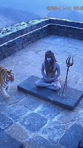 5.7M views · 289 reactions | Tiger approaches Indian yogi in the Himalayas and rests beside him as it finds it peaceful. | Desi Kalakaari | Facebook