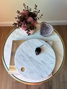 Marble Cheese Board with Mouse Accent – Round Charcuterie Serving Tray