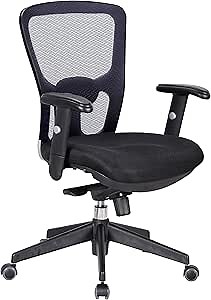 Black Executive Computer Task Mesh Back Office Chair, Fully Adjustable Ventilated Mesh Chair, Ergonomic Breathable Office Chair with Knee Tilt Mechanism – 250 LBS Rated