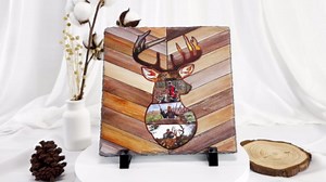 Ninety-Seven | Custom Photo Collage Hunting, Fishing Stone | Personalized Gifts For Dad, Personalized Stone For Hunting, Fishing (Deer)