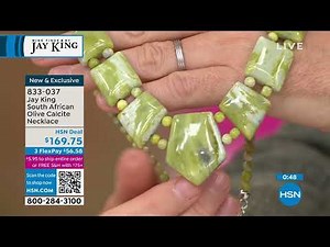 Jay King South African Olive Calcite Sterling Silver Nec...