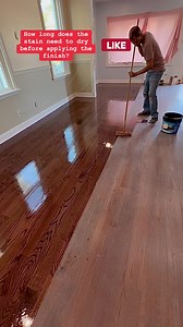 How long does the stain need to dry before applying the the finish?You should wait 24 hours between coat.# #hardwoodfloors #hardwoodfloorrefinishing #sandingfloors #floorrefinishing #redoakflooring #whiteoakfloors #staining #customcolorstains #customers #residencial #homeowners #freeestimate #newyork #nassaucountyny #suffolkcounty #woodflooring #woodfloorinstall #installation #sandingandpolishing #interior #perfectfloorscraping #floorwork #porch #deck #massapequa #merrick #seaford #queensny #hom