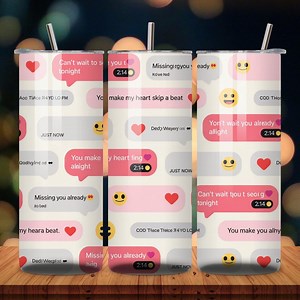 Romantic Text Message 20oz Skinny Tumbler Wrap PNG, Imessage Love Bubble Sublimation Design, Seamless Aesthetic Couple Gift Digital File - Etsy Canada