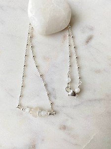 Buy White Lake Ontario Beach Glass Sterling Necklace With Moonstones Beads Online in India - Etsy