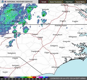 Radar update as of 330 PM: A few light sprinkles will move across north central NC through 730 PM. Any rain will be very light and last less than an hour at any given location. #ncwx | US National Weather Service Raleigh NC