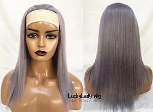 Silvery Grey Head Band Wig Human Hair Wigs Cheap Grey Headband Wigs Silk Straight Style Gray Women Wigs for Women Band Wigs Free Shipping - Etsy UK