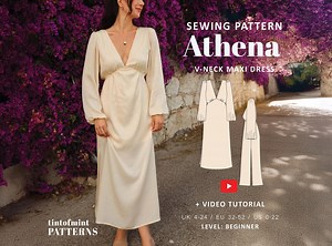 Athena Dress PDF Digital Sewing Pattern / UK 4-24, US 0-20 / + Video Tutorial - Etsy Canada