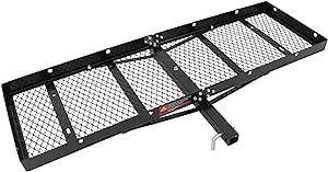 Hitch Mount Cargo Carrier, Trailer Hitch Cargo Carrier 60 x 20 Inch, Tray Hitch Carrier Weight Capacity 500 LBS, Fits 2" Receiver Vehicles, Luggage Hitch Rack is Compatible With Some Accessories