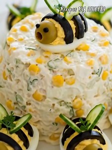 560K views · 2.5K reactions | Adorable Bumblebee Deviled Eggs and Corn Salad Centerpiece!  Perfect for a spring party or a themed brunch. 綾 #FoodArt #EasterFood #PartyAppetizers #CreativeCooking #BumblebeeParty | Recipes By Amelia | Facebook