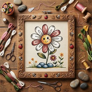 Smiling Daisy Cross Stitch Pattern: Floral Embroidery (PDF Pattern) - Etsy Australia