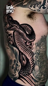 🐍 Japanese Snake Rib Tattoo | Blackwork Tattoo Design 🐍 #tattoo #snaketattoo