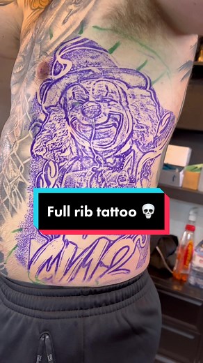 Unique Rib Tattoo Ideas for Men | Clown Circus Rib Tattoo 🤡☠️
