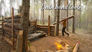 3.3K views · 55 reactions | Build a bushcraft shelter using only hand tools in the woods. #building #bushcraft #wildlife #wilderness #outdoors #adventure #survival #logcabin #camping #OMG | Mountain Cabins | Facebook