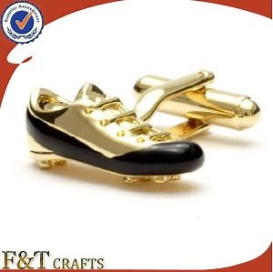 [Hot Item] Golden Shoes Shape Custom Logo Metal Cufflinks