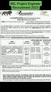 31K views · 136 reactions | BEL Project Engineer Recruitment 2025 #engineering | Government Jobs | Facebook