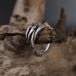Sterling Silver Dragon Claw Ring: Gothic Fantasy Jewelry - Etsy