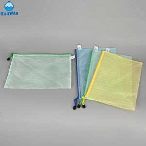 [Hot Item] A4 PVC File Folder Waterproof Transparent Document Bill Zipper Mesh Bag