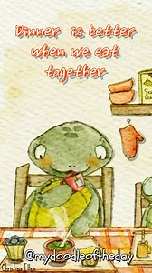 #doodle #procreateartist #mydoodleoftheday #childrensbookillustrator #digitalcreator #childrensbookillustrator #turtlelover #cute #watercolor #watercolorart #family #eatwithme #dinnerwithfamily #cartoon# | My doodle of the day