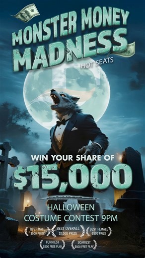 Spooky season just got hotter! 👻🔥 Join us for our Halloween Hot Seat Drawing & Costume Contest! Dress to impress, scare, or slay — and you might just win your share of $15,000 in CASH drawings! 💰💀 💰 Best Overall: $1,000 CASH 🧛 Best Male: $500 CASH 🧙‍♀️ Best Female: $500 CASH 🤣 Funniest: $500 FREE PLAY 😱 Scariest: $500 FREE PLAY It’s all happening right here at YOUR casino — Feather Falls Casino! 🎰✨ Don’t ghost this event! 👻 #SpookySeason #HalloweenHotSeat #CostumeContest #FeatherFalls