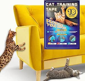 18 Pcs Cat Anti Scratching Training Tape, Double Sided Sticky Tape for Cats, Couch Protector from Cat Claws, Cat Scratch Furniture Protector, Couch Protector Cat, Cat Furniture Protector