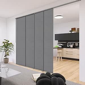 Zshine Manual Blackout Privacy Panel Track Blinds Wand Control Custom Size Oversize Width Up to 150" for Sliding Door Room Divider （82028B）