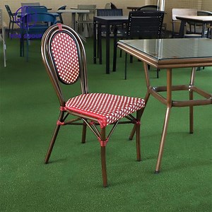 [Hot Item] Popular Outdoor Restauran Chair Aluminium Frame PE Rattan Seat and Back Without Armrest Dining Chair