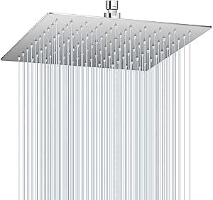 10 Inch Rain Shower Head Chrome Polished - All Metal Stainless Steel 304, Ultra Thin Design, Modern Bathroom Square Rainfall Showerheads - Full Body Coverage Bath Shower