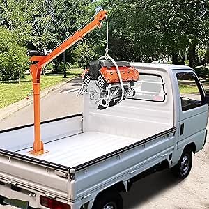 VEVOR 2200 lbs Electric Pickup Truck Crane with Electric Winch 6000 lbs 12V, Folding Truck-Mounted Bed Crane, Steel Pickup Truck Jib Crane Hoist 360° Swivel for Lifting Goods in Construction, Factory